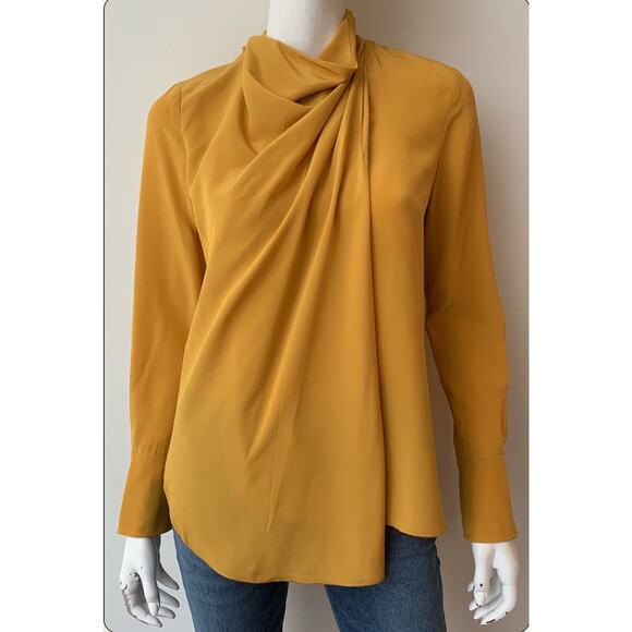 A.L.C. Sophie Silk Goldenrod Drape Tie Back Blouse Top Size 4 EUC - Picture 4 of 10